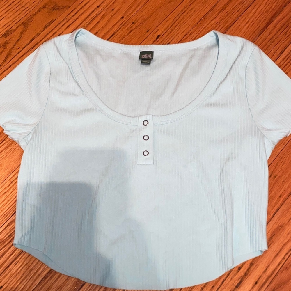 Wild Fable Light Blue Ribbed Crop Top